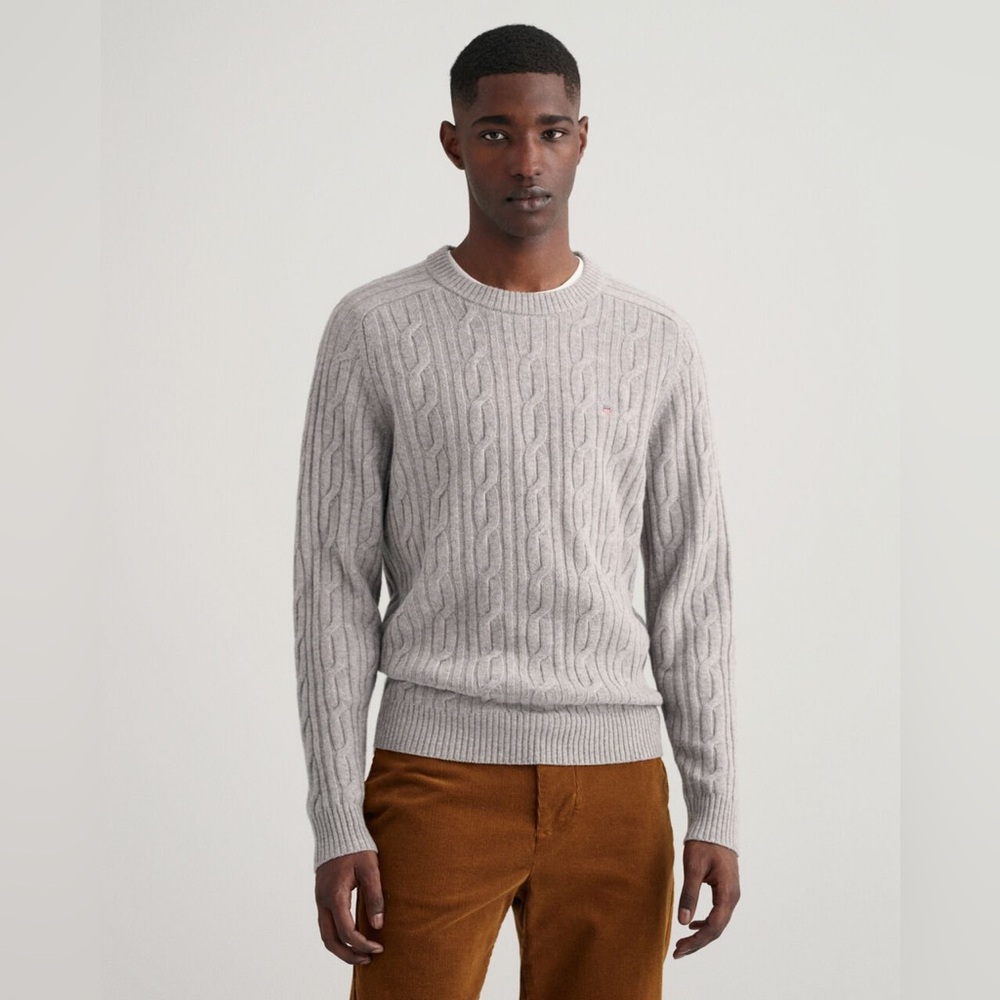 Gant Men's Lambswool Cable Crew Neck Sweater